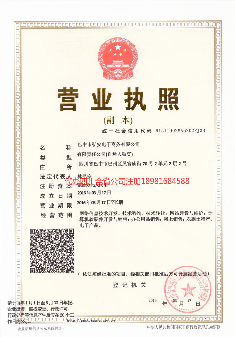 剑阁剑阁宏安电子商务有限公司