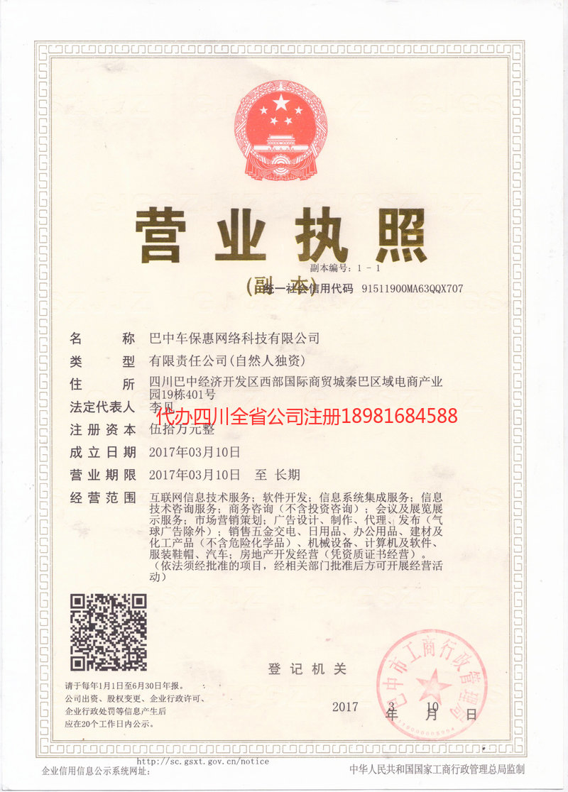 剑阁剑阁车保惠网络科技有限公司